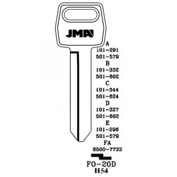 1987-1994 JMA FORD / MERCURY / MAZDA KEY BLANK *H54*